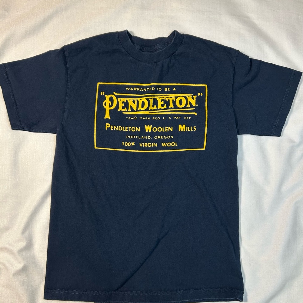 Pendleton Woolen Mills Graphic T-Shirt Navy Yellow Logo